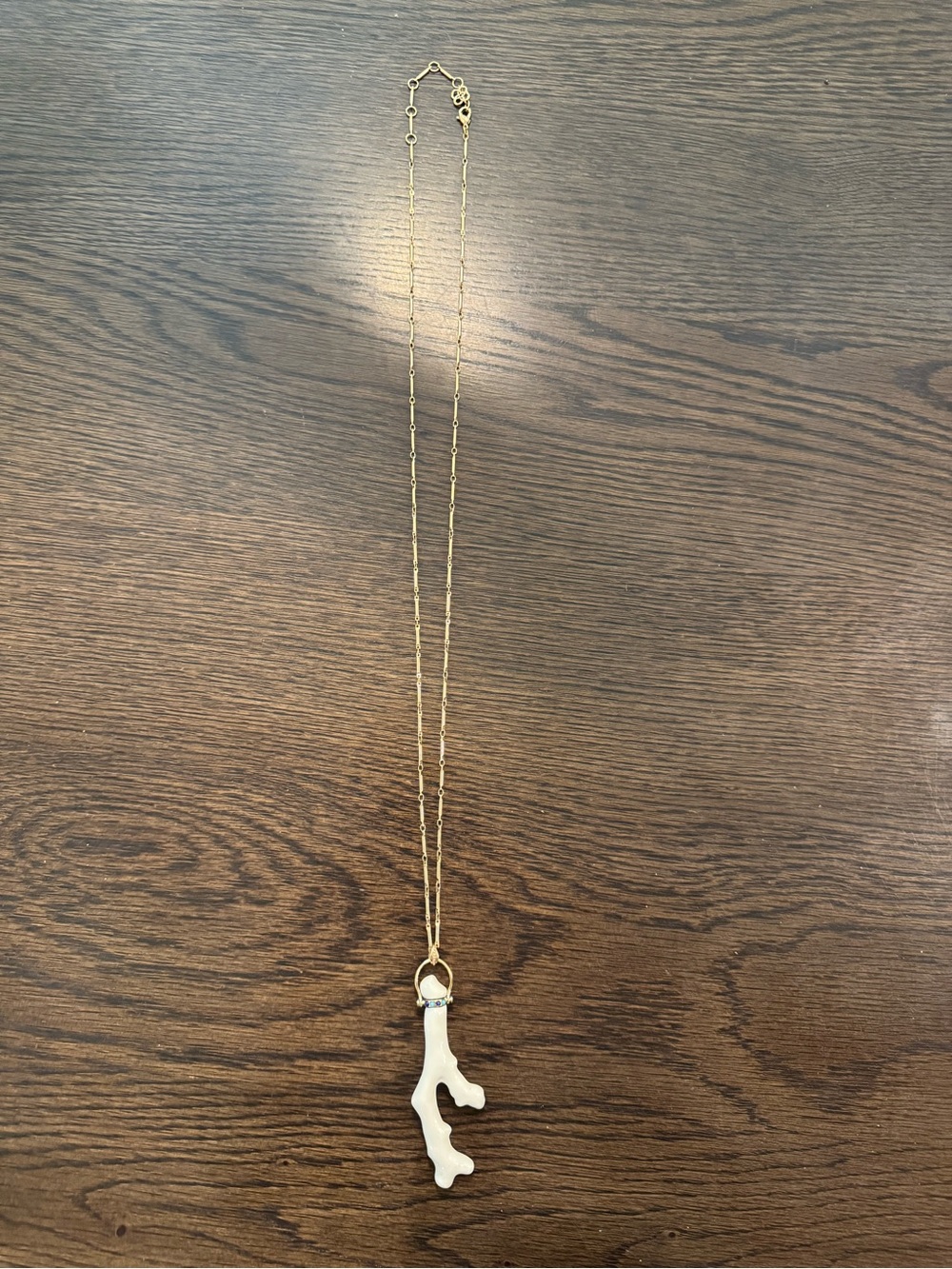 Stella & Dot Cameron Enameled White Coral Branch Long Necklace Adjustable